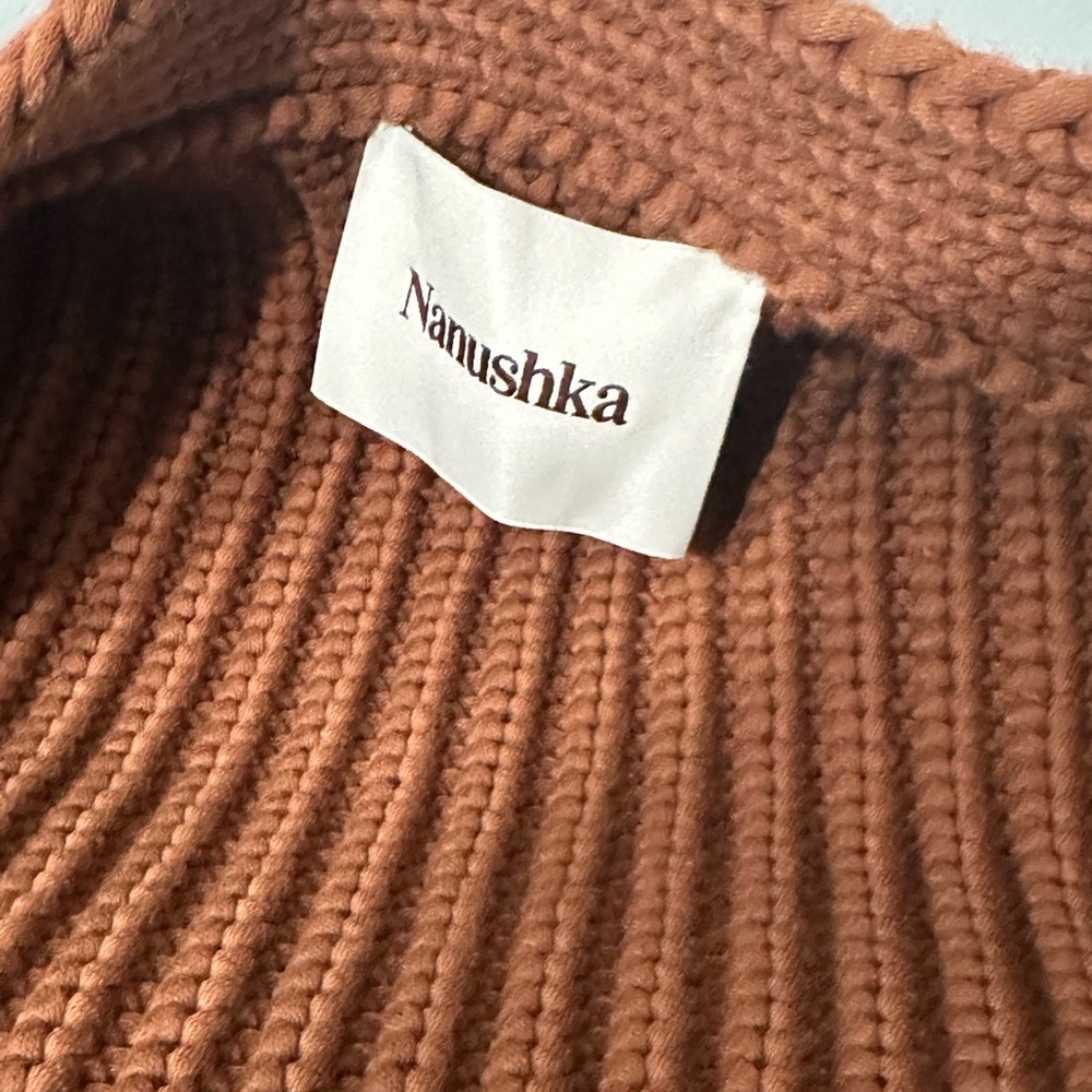 Nanushka Milo Knit Cardigan in Earthy Brown - Picture 3 of 6